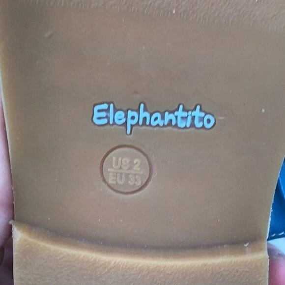 Elephantito Size 2 Youth Girls Blue Thong Sling Back Buckle Faux Leather Sandals - Picture 9 of 10